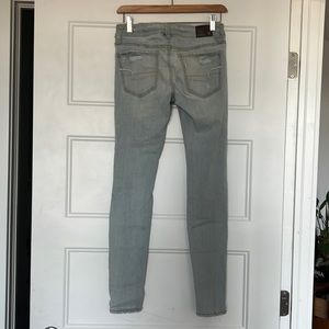 Light blue, ripped, super super stretch jegging, American Eagle Size 0